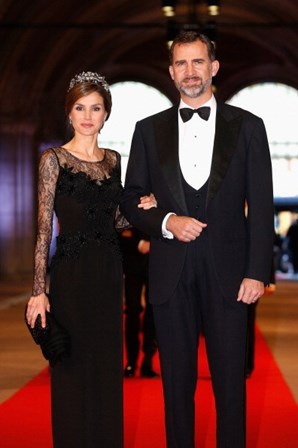 O casal no jantar que precedeu a abdição da rainha Beatriz da Holanda, em abril de 2013, em Amesterdão