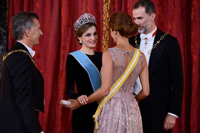 Jantar oficial dos reis de Espanha e o presidente da Argentina e esposa, 22 de Fevereiro de 2017, Madrid, Espanha