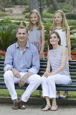 Sessão fotográfica da família real espanhola no palácio de Marivent, 4 de agosto de 2016, em Palma de Maiorca, Espanha