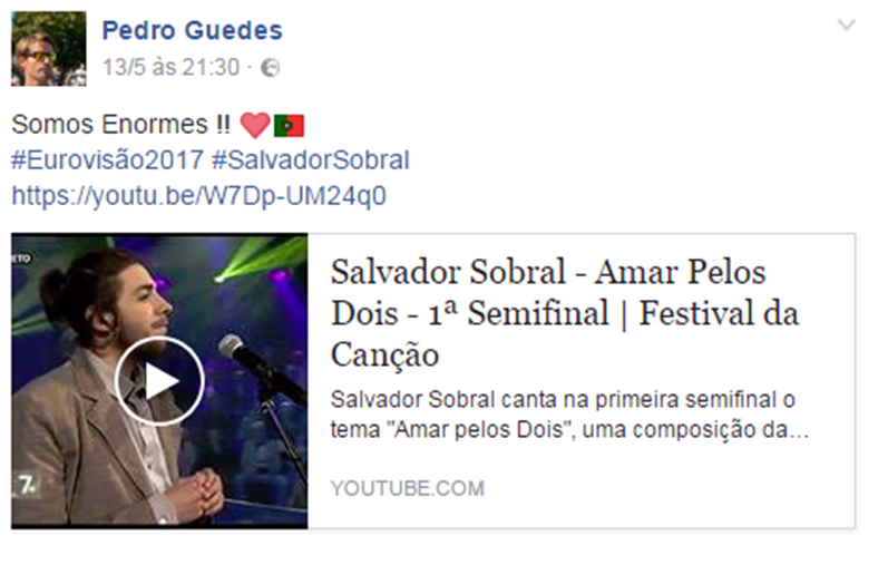 Famosos portugueses felicitam Salvador Sobral