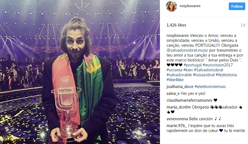 Famosos portugueses felicitam Salvador Sobral