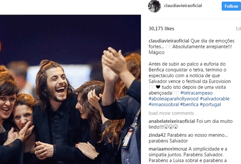 Famosos portugueses felicitam Salvador Sobral