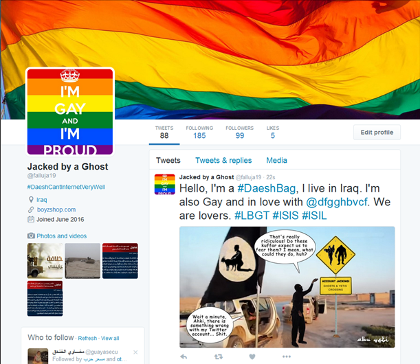 O antes e o depois das contas do Daesh hackeadas com porno gay