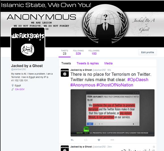 O antes e o depois das contas do Daesh hackeadas com porno gay
