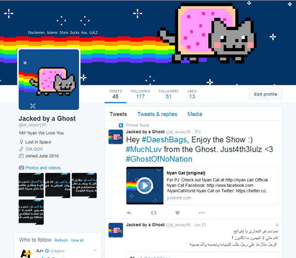 O antes e o depois das contas do Daesh hackeadas com porno gay