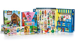 Vender legumes com a ajuda de peluches e cromos
