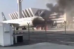 Avião incendeia-se em Frankfurt