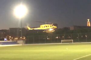Héli INEM aterra no estádio do Cova da Piedade