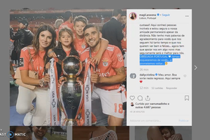 Mulher de Salvio despede-se de Portugal com mensagem emotiva
