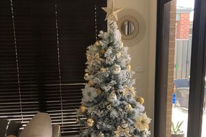 Árvore de Natal montada pelas duas irmãs