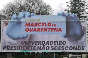 "Um verdadeiro presidente não se esconde": Outdoor do Chega critica quarentena de Marcelo Rebelo de Sousa