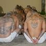 El Salvador: Reclusos de gangues alinhados em roupa interior para fotografias 