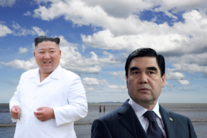 Kim Jong-un e Gurbanguly Berdymukhamedov em ilha