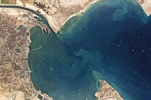 Vista de satélite do Canal do Suez