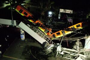 Imagens de drone mostram viaduto do metro que desabou no México - sábado 
