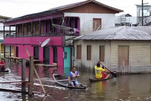 Município brasileiro de Anamã totalmente inundado
