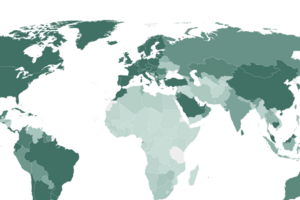 Mapa mundo - Vacinação contra a Covid-19