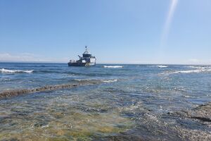 Lancha encalhada entre a Parede e Carcavelos