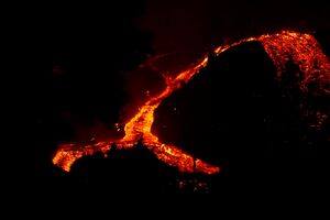 Lava em La Palma, Espanha