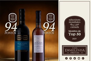 Casa Ermelinda Freitas com dois vinhos no Top 10 melhores vinhos do Canadá
