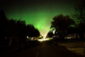 Aurora boreal ilumina o céu no estado norte-americano do Dakota do Norte - sábado