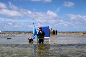 Ministro de Tuvalu grava mensagem para a COP26 com água pelos joelhos para alertar para as alterações climáticas - sábado