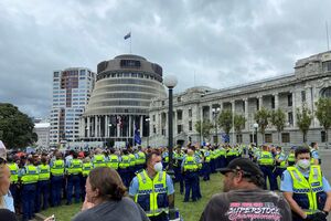 Protesto antivacinas na Nova Zelândia