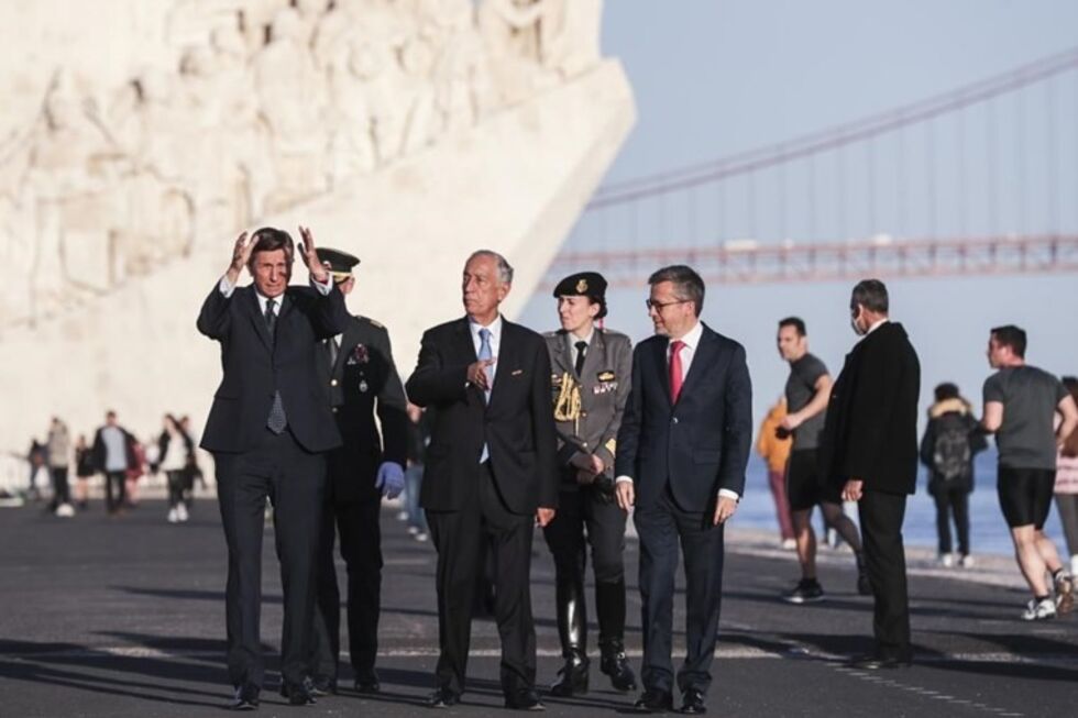 Borut Pahor com Marcelo Rebelo de Sousa durante a visita, em Lisboa