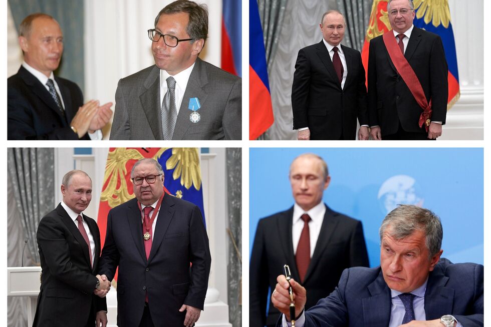 Igor Sechin, Alisher Usmanov, Nikolay Tokarev e Petr Aven