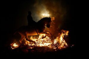 Cavalos atravessam as chamas para ficarem “purificados”