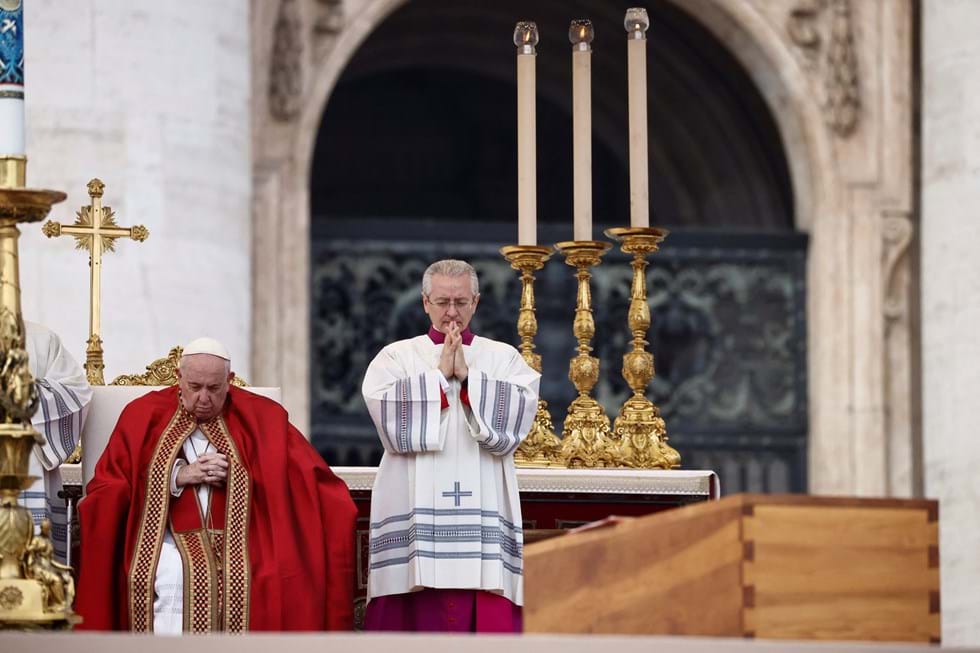 Pope Francis during the funeral of Pope Emeritus Benedict XVI in 2022