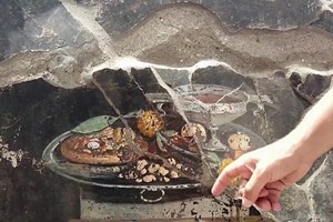 Descoberta 'pizza' pintada nas ruínas de Pompeia