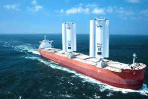 Navio de carga movido a energia eólica faz a sua primeira viagem