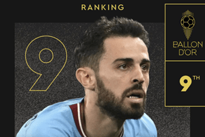 Bernardo Silva 9.º classificado na Bola de Ouro 2023