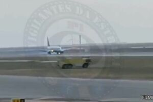 O momento em que avião com 189 passageiros aterra de emergência no aeroporto de Faro