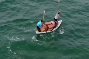 Imagens de drone mostram multidão à espera de ajuda aérea em Gaza