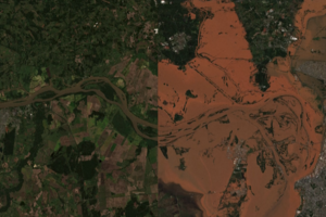 Imagens de satélite mostram o antes e o depois das cheias no Brasil 
