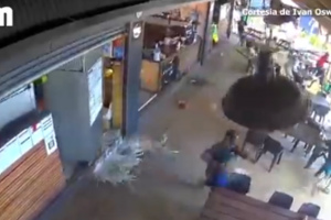 Imagens de videovigilância de café mostram força do sismo que atingiu Vanuatu 