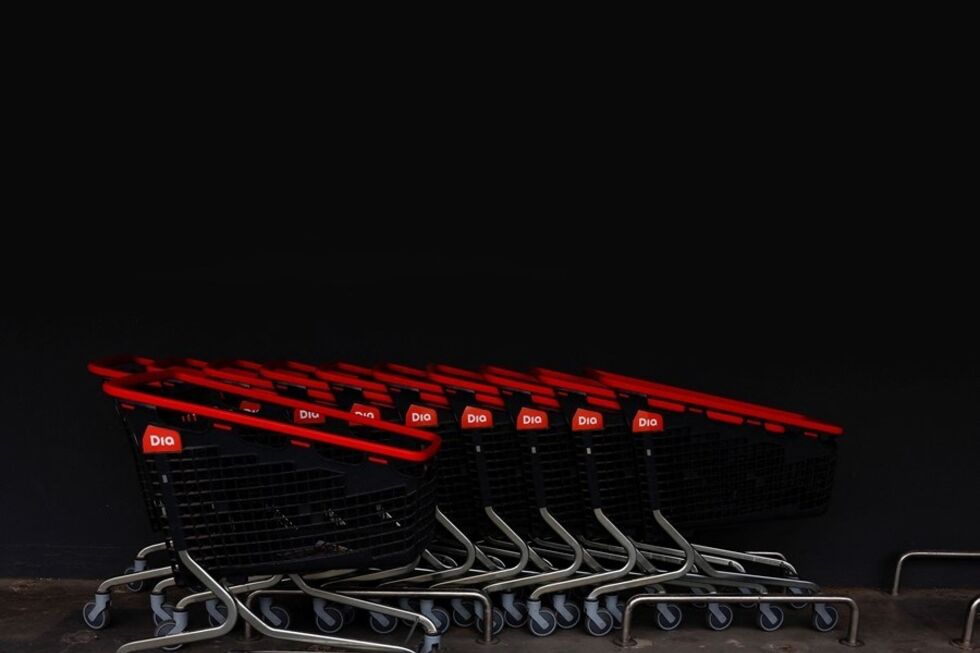 Dia carrinhos cadeia supermercado