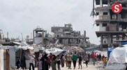 <![CDATA[ O momento em que ataque aéreo atinge edifício em Gaza ]]>