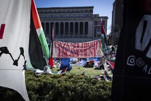 Protesto pró-palestina na Universidade de Columbia, após queixas na Casa Branca