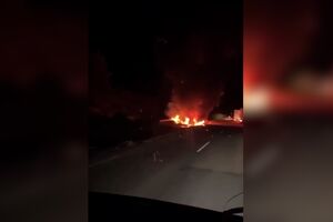 As imagens do incêndio do acidente Diogo Jota
