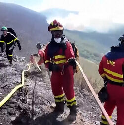 Bombeiros franceses e alemães ajudam no combate às chamas em Espanha 