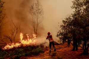 Bombeiro combate incêndio em Arganil