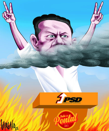 Cartoon de Gargalo alude à Festa do Pontal do PSD e à tensão política