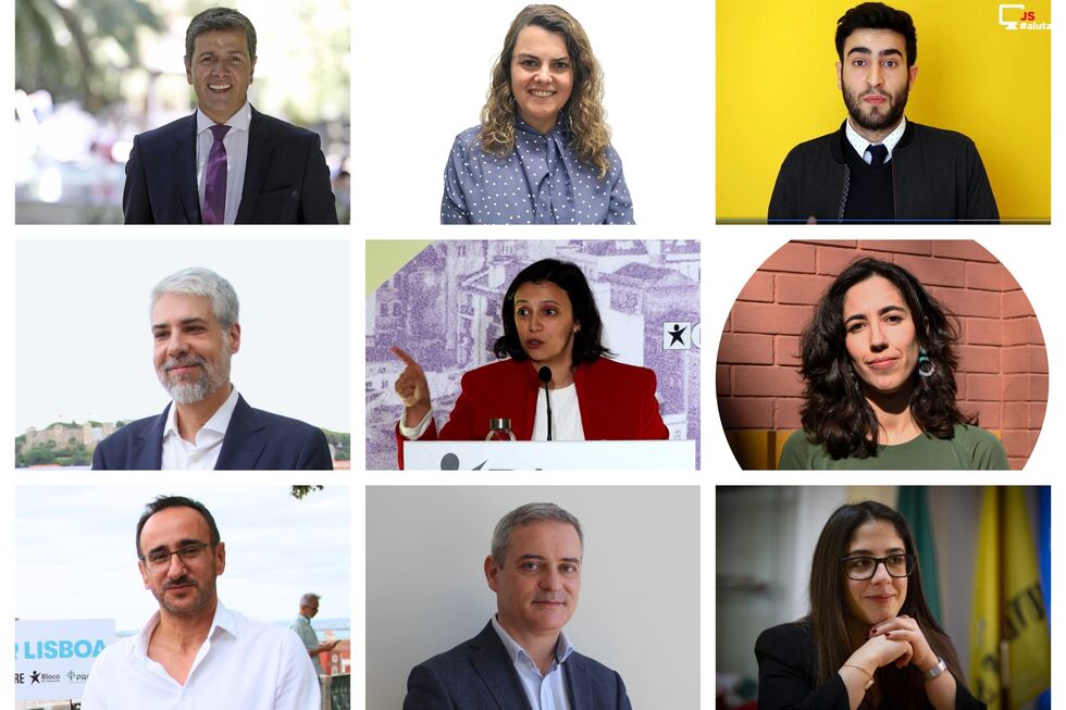 Depois de Alexandra Leitão (N.º1), a ordem na lista, no sentido dos ponteiros do relógio: Sérgio Cintra (PS), Carla Madeira (PS), Pedro Anastácio (PS), Carlos Teixeira (Livre), Carolina Serrão (BE), Patrícia Robalo (Livre), António Morgado (PAN), Paulo Pais (PS) e Maria Begonha (PS)