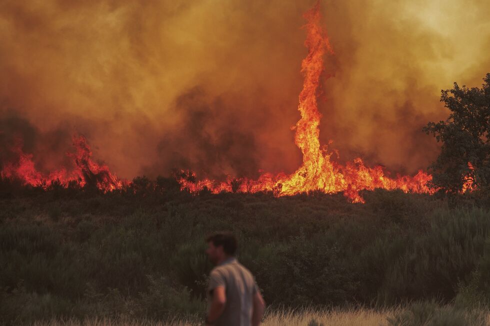 Tornado de fogo surge em Moimenta da Beira, Viseu, complicando combate aos incêndios