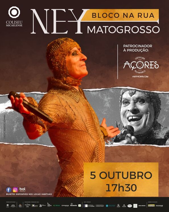 Ney Matogrosso atua no Coliseu Micaelense, dia 5 de outubro