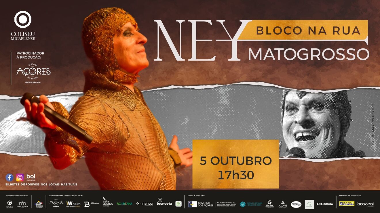 Ney Matogrosso atua no Coliseu Micaelense, Açores, a 5 de outubro