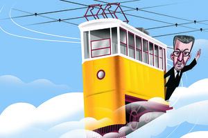 Carlos Moedas no Elevador da Glória